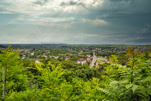 Halych townscape from castle hill, Ukraine. photo