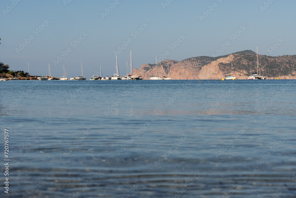 view towards boats in a bay of Santa Ponsa