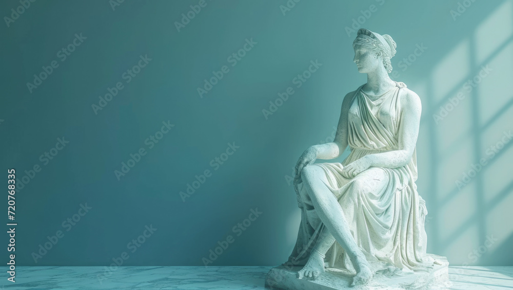 Naklejka premium statue is in the pose of a woman, in the style of rococo pastel colors 
