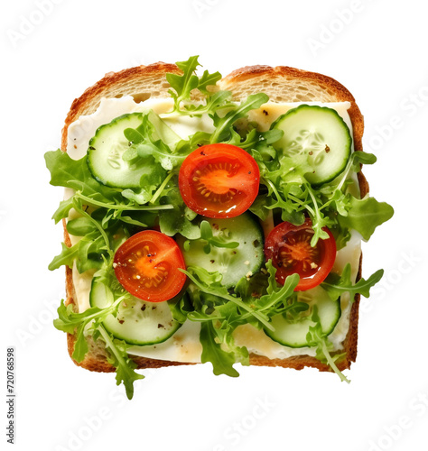 isolated illustration of a sandwich with vegetables and cheese. Created with Generative AI 
