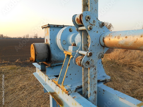 Fragment of the metal structure of the weir