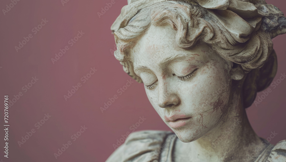 statue is in the pose of a woman, in the style of rococo pastel colors 