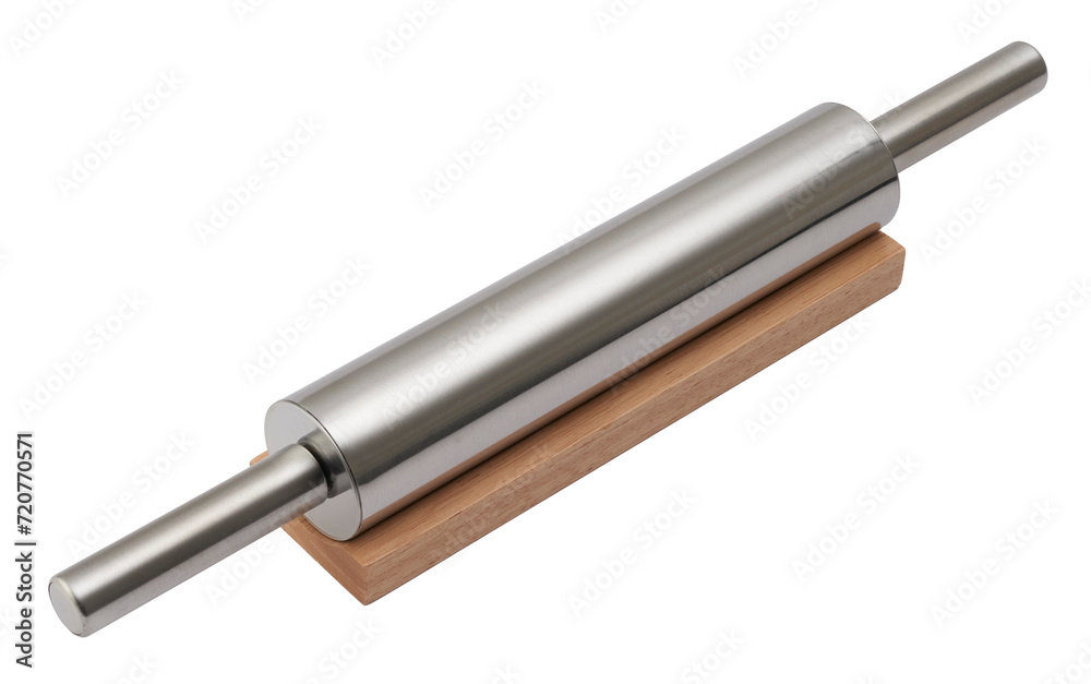 Stainless steel rolling pin isolated on white bkg Stainless steel rolling pin isolated on white bkg
