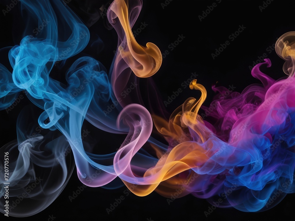 Vivid Symphony: Singular Intricate Flows of Color and Smoke, an Abstract Wallpaper background a Kaleidoscope of Hues Against a Mesmerizing Monochrome Backdrop