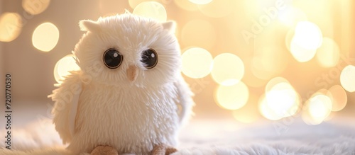 Soft White Owl Toy on a Serene Background photo