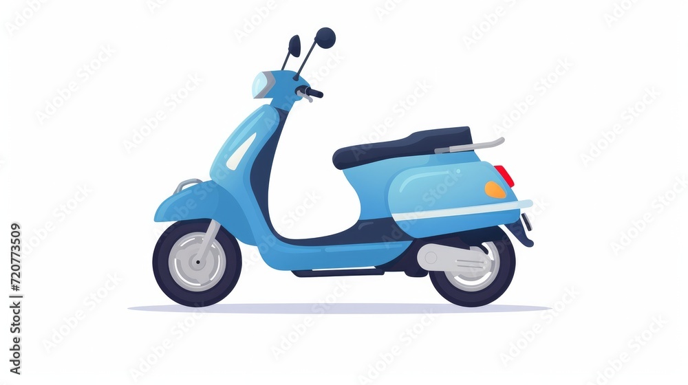 Vector electric light blue scooter icon modern flat design on white background