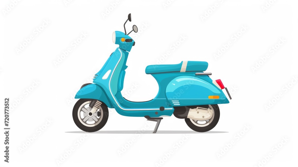 Vector electric light blue scooter icon modern flat design on white background Vector electric light blue scooter icon modern flat design on white background