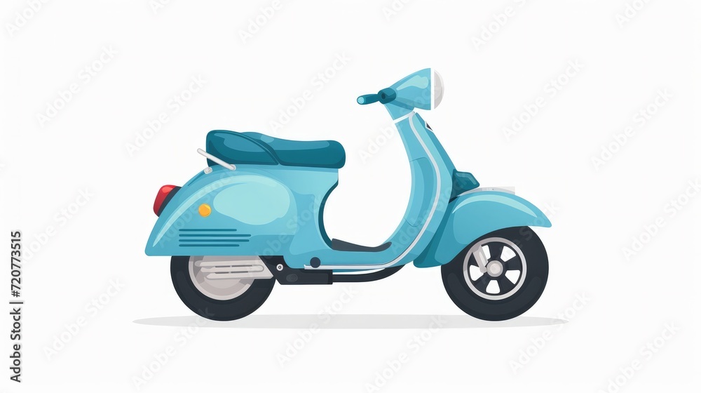 Vector electric light blue scooter icon modern flat design on white background Vector electric light blue scooter icon modern flat design on white background