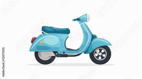 Vector electric light blue scooter icon modern flat design on white background