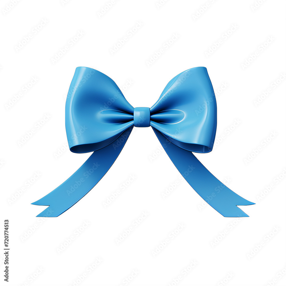blue bow ribbon on a transparent background png isolated