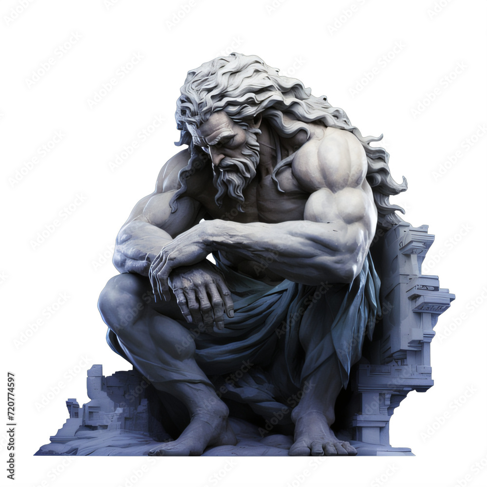a statue of a man with long hair and beard on a transparent background ...
