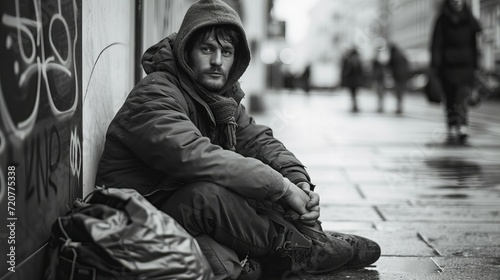 homeless man on the street photo