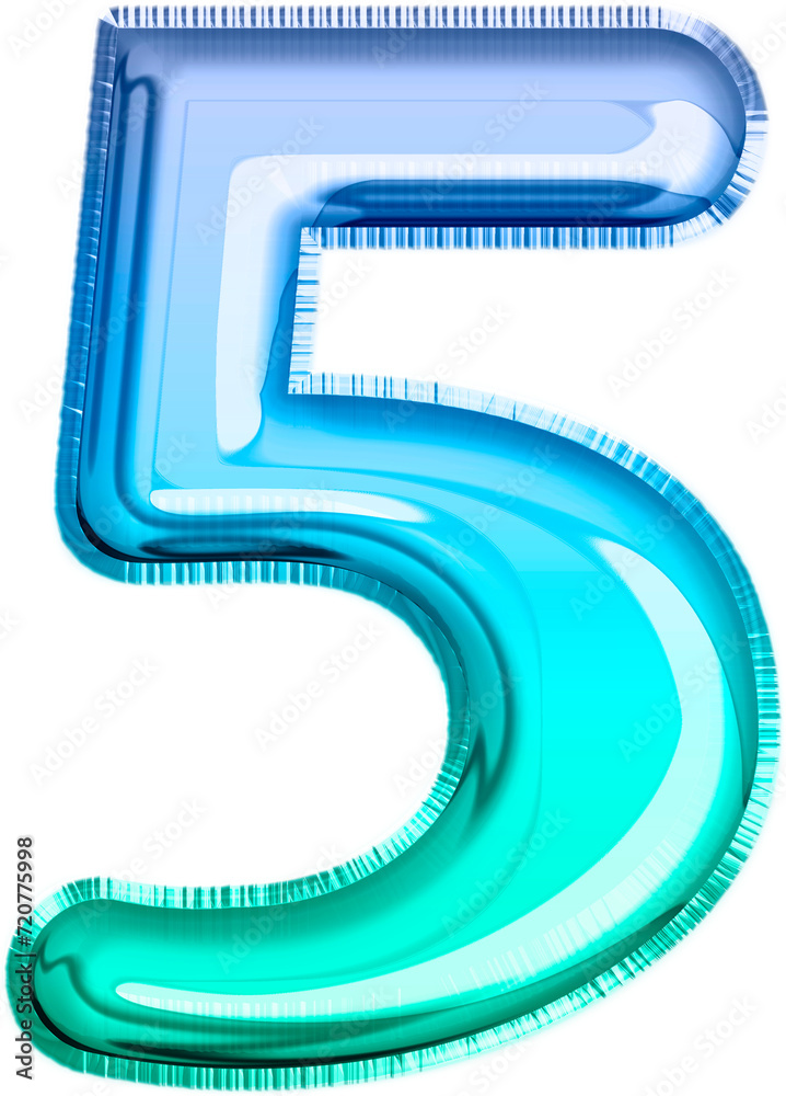Metallic Balloon number 5 in blue and green tones Metallic Balloon number 5 in blue and green tones