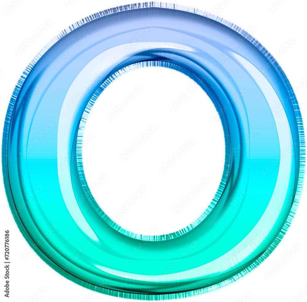 Metallic Balloon letter O in blue and green tones Metallic Balloon letter O in blue and green tones