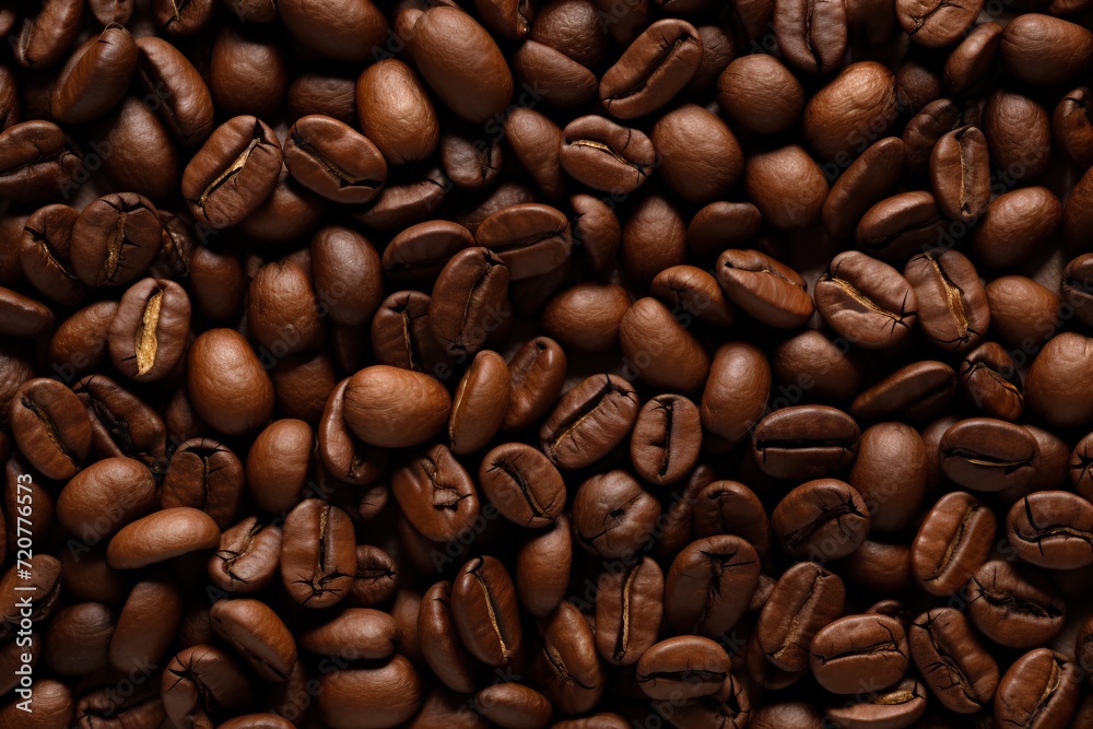 Obraz premium Coffee beans background. Close up of roasted coffee beans.