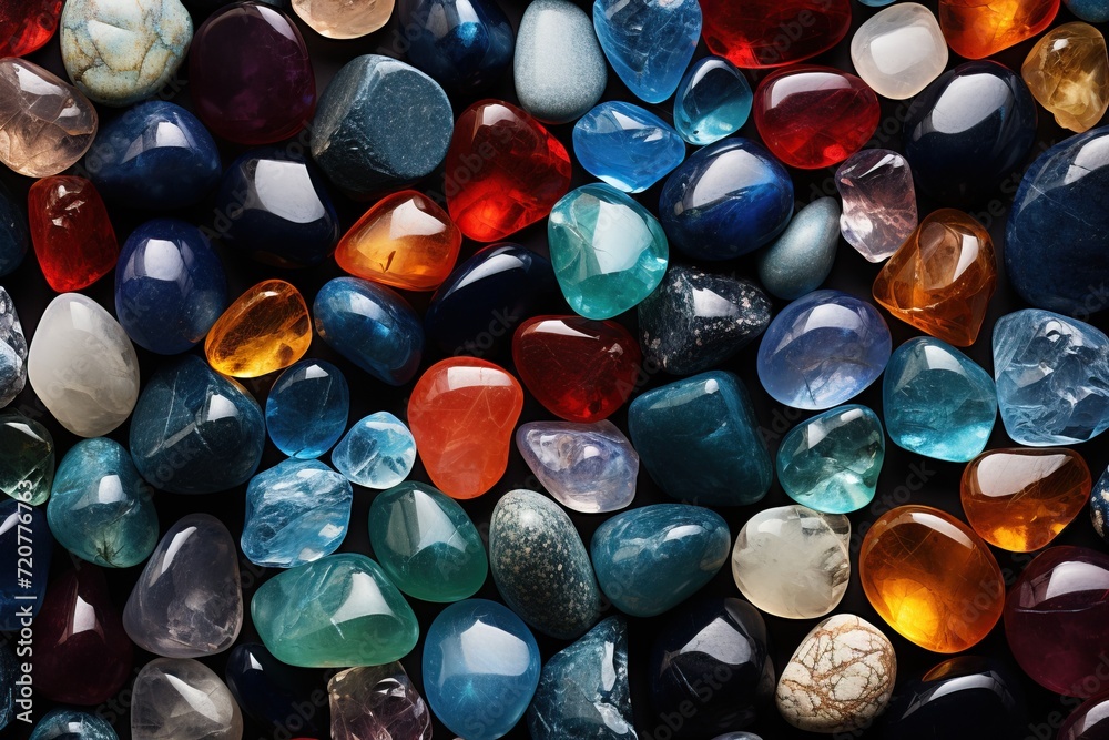 Colorful semiprecious stones background, top view. Colorful semiprecious stones background, top view.