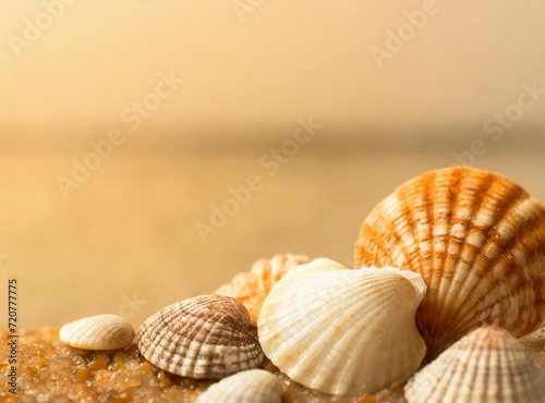 Seashells on the sand on the background of the sea © D'Arcangelo Stock