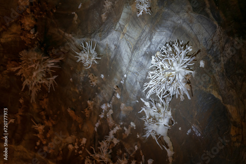 Unique aragonite minerals in the rare Ochtinská Aragonite cave in Slovakia