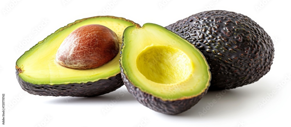 Juicy Avocado on Isolated White Background - A Perfectly Placed Avocado on a Clean and Pure Isolated White Background for a Stunning Visual Impact Juicy Avocado on Isolated White Background - A Perfectly Placed Avocado on a Clean and Pure Isolated White Background for a Stunning Visual Impact