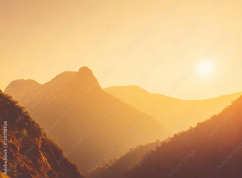 Orange mountains wallpaper with copy space
