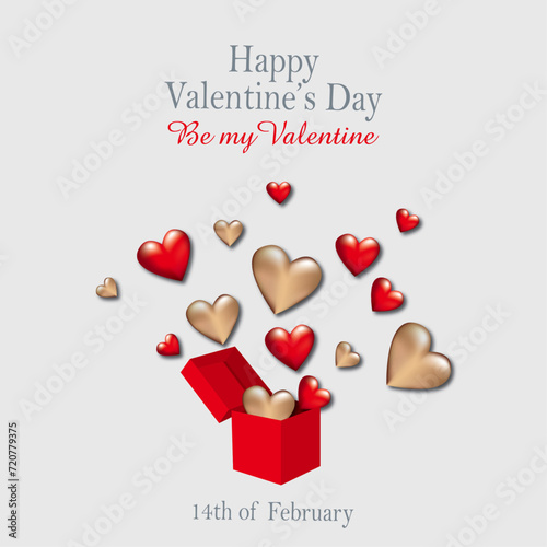 ector valentine's day gift heart vector design happy valentine's day greeting text with surprise gift box