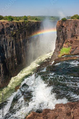 Victoria Falls on the Zambezi River on the border of Zambia and Zimbabwe in South Africa