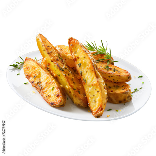 Obraz na płótnie parmesan garlic potato wedges on a transparent background png isolated w salonie