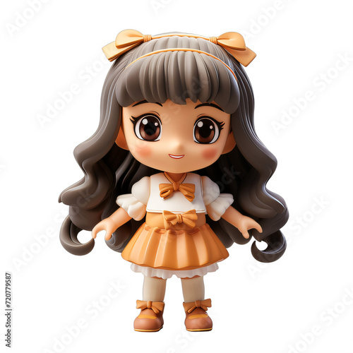 an anime little girl figurine on a transparent background png isolated