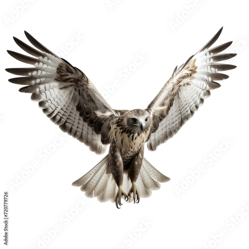 a hawk with its wings wide open on a transparent background png isolated