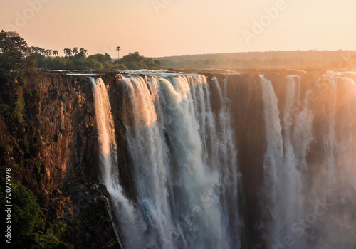 Victoria Falls on the Zambezi River on the border of Zambia and Zimbabwe in South Africa