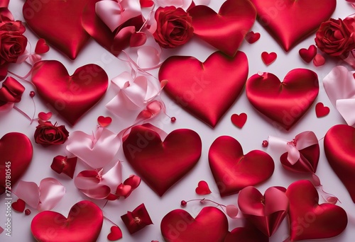 Valentines Day Fabric Red Silk Love Background Wedding Heart