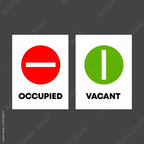 Occupied and Vacant Sign Flat Style Modern Design. Red and green sign. 