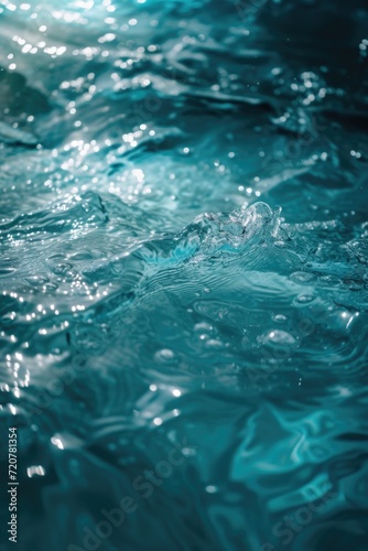A close up view of the clear water in a pool. Perfect for advertisements, website backgrounds, or spa brochures