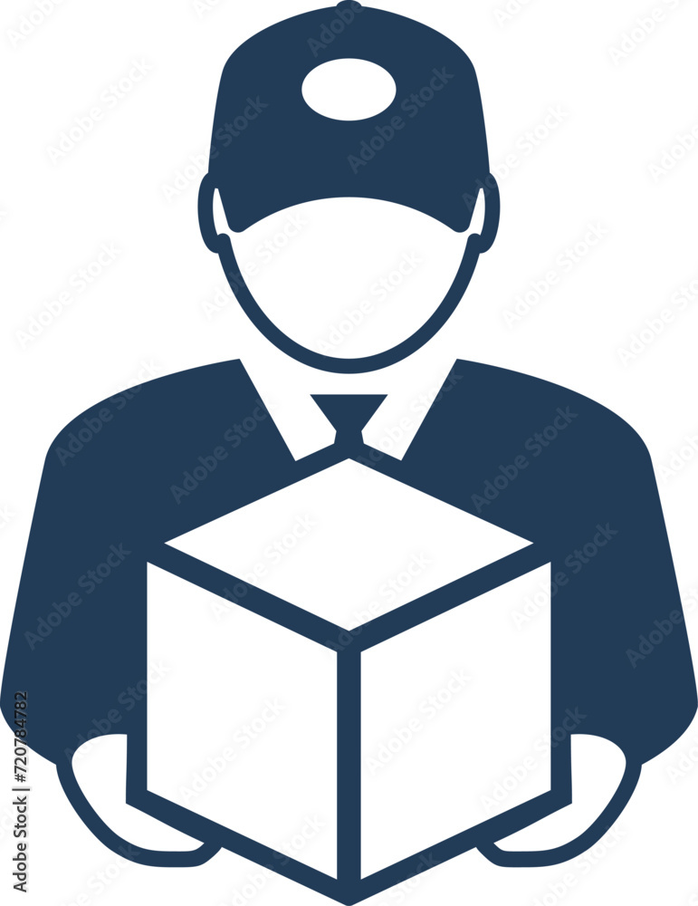 Delivery man icon, courier vector pictogram