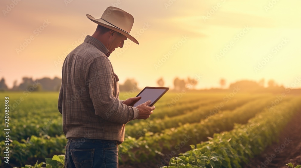 Modern farmer using a digital tablet Modern farmer using a digital tablet