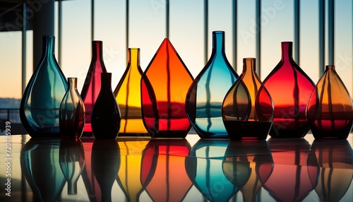 Abstract geometric glass crystal bottles containers.