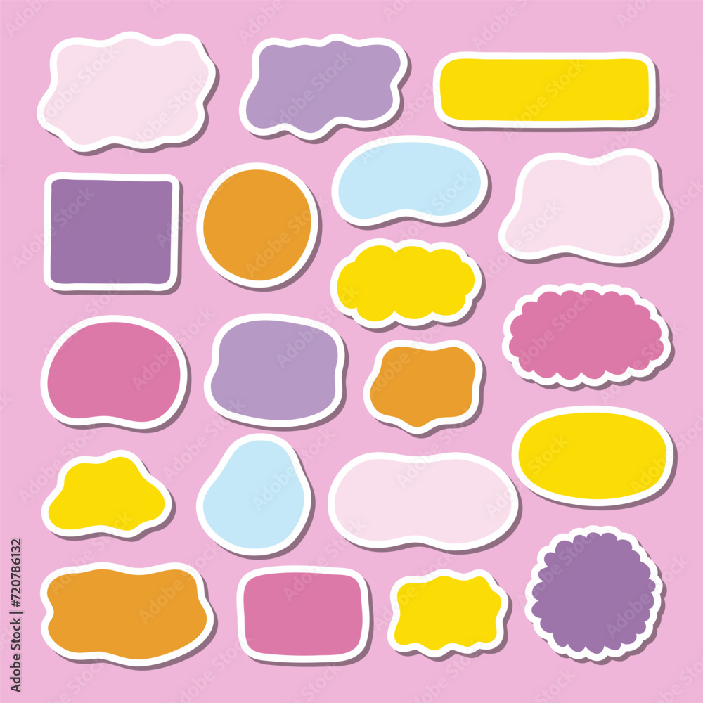 Set of stickers with hand drawn abstract shapes for planner, notebook. Ready for print list of cute stickers. Cute minimalistic quote poster set with place for text. Blobs for design layout Set of stickers with hand drawn abstract shapes for planner, notebook. Ready for print list of cute stickers. Cute minimalistic quote poster set with place for text. Blobs for design layout