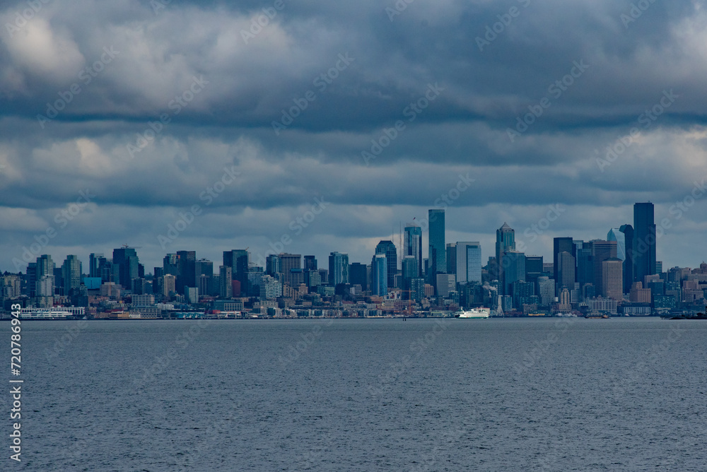 Gloomy Gritty Rain City Seattle Skyline