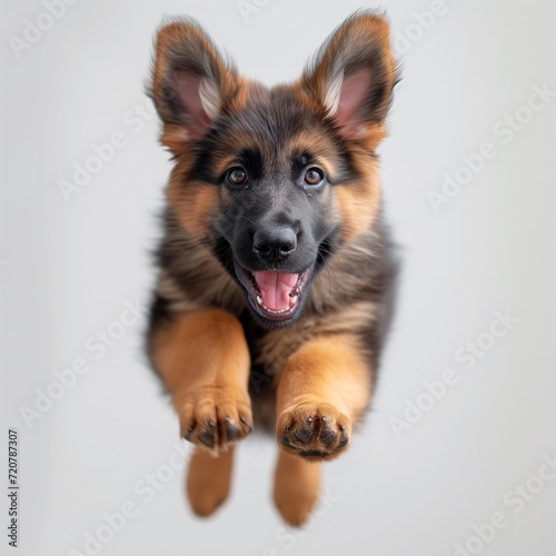 German shepherd puppy in the studio on white background