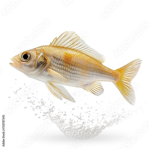 goldfish isolated on white background with drops of water