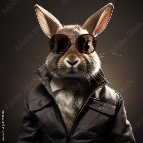 A rabbit wearing sunglasses and a vest © Vladyslav  Andrukhiv
