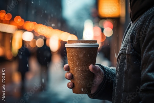 Winter Time: Hands Holding Hot Drink AI Generated