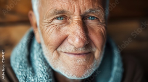 close-up portrait of happy senior man looking at camera photo
