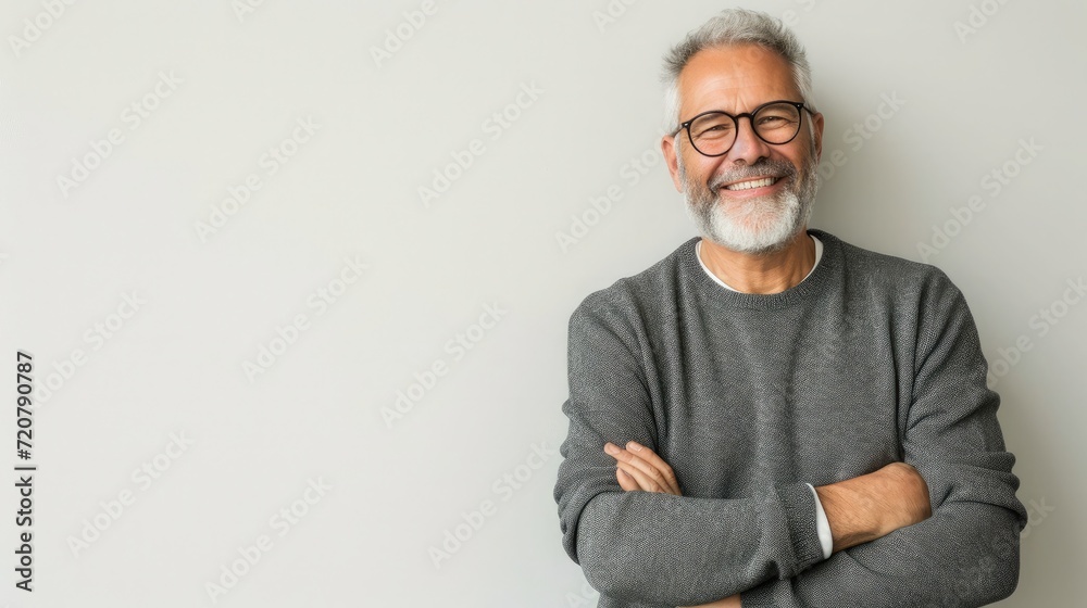 Portrait of smiling mature man standing on white background. Portrait of smiling mature man standing on white background.