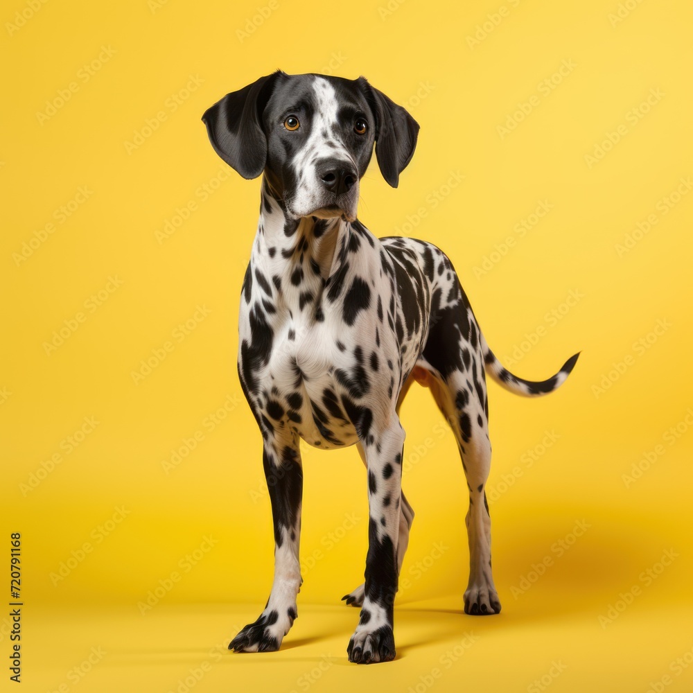 Professional Full Length Dog Graph on Yellow Background AI Generated