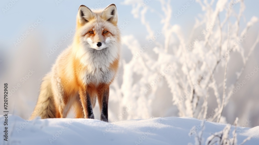 Fox in the Snow Wallpaper AI Generated