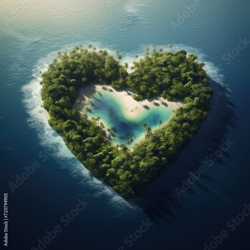 A tropical island shaped like a heart © Vladyslav  Andrukhiv