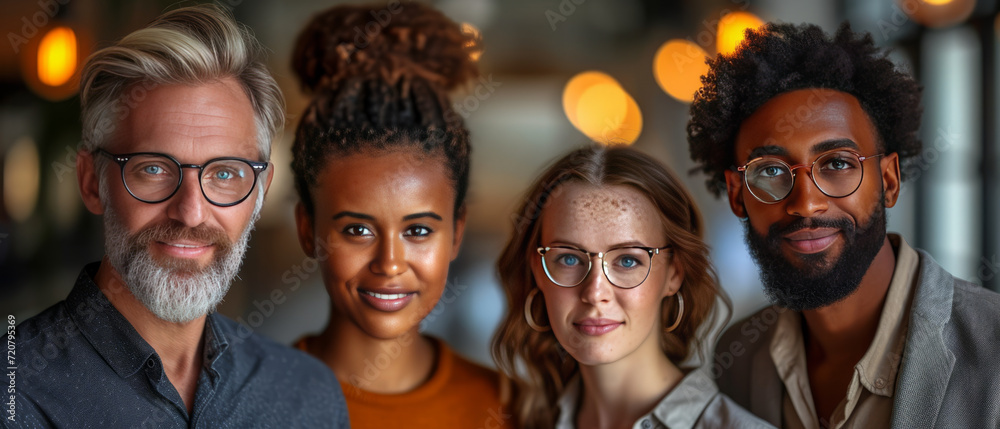 A diverse man and woman business team at their company office building, generative ai A diverse man and woman business team at their company office building, generative ai