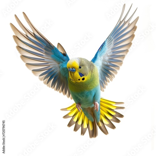 budgie parrot on a white background flying © Ivana