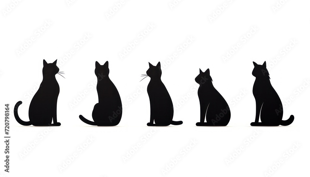 Continuous Line Drawing of a Cat Silhouette AI Generated